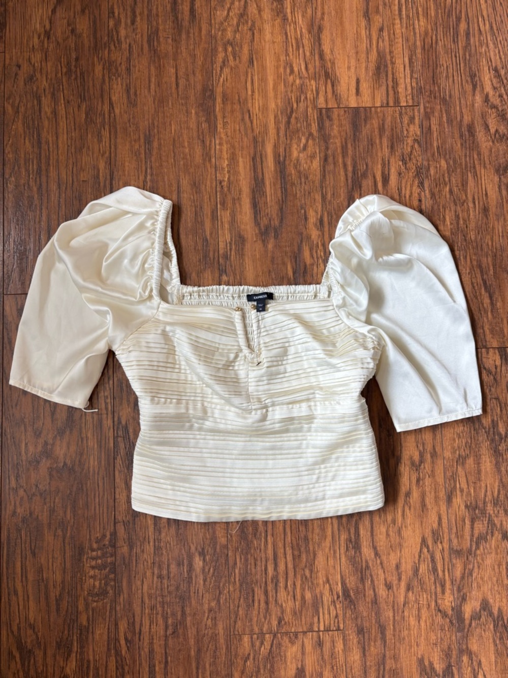 Express Cream Square-Neck Puff Sleeve Blouse